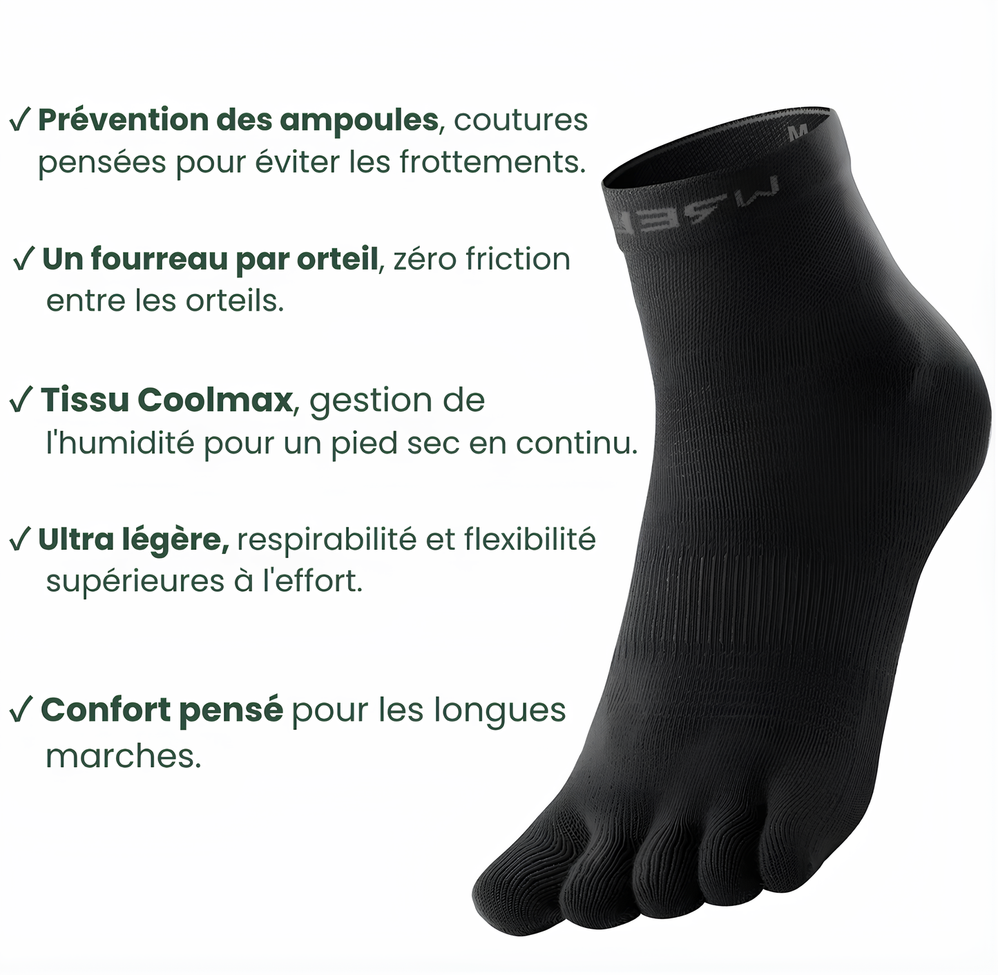 Chausettes à orteils pour randonneurs